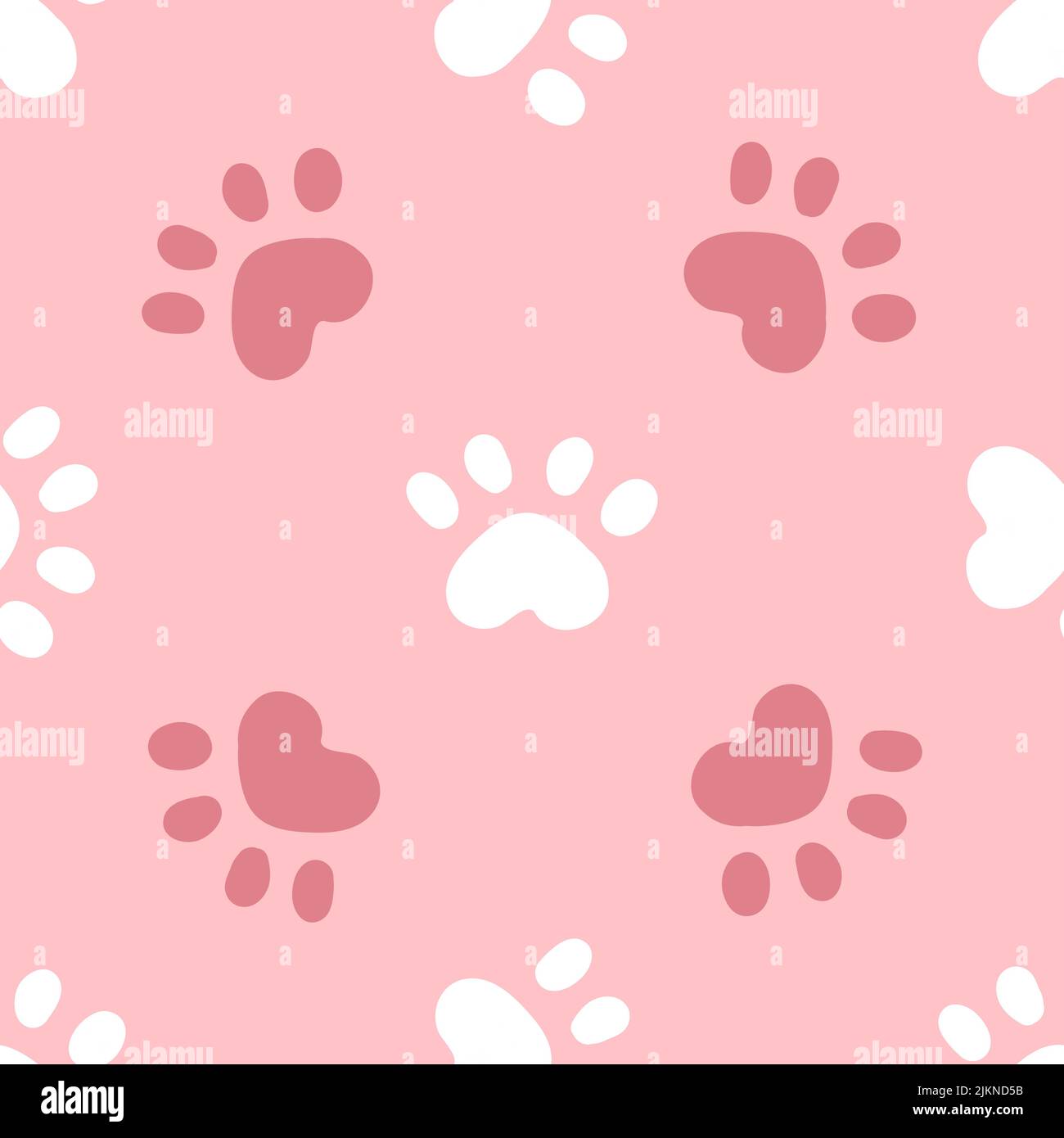 Pink cat seamless pattern. Meow and cat paws background vector