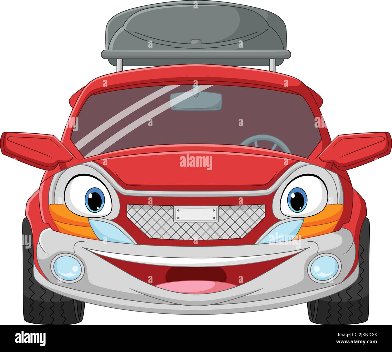 Cartoon red car with a roof rack Stock Vector