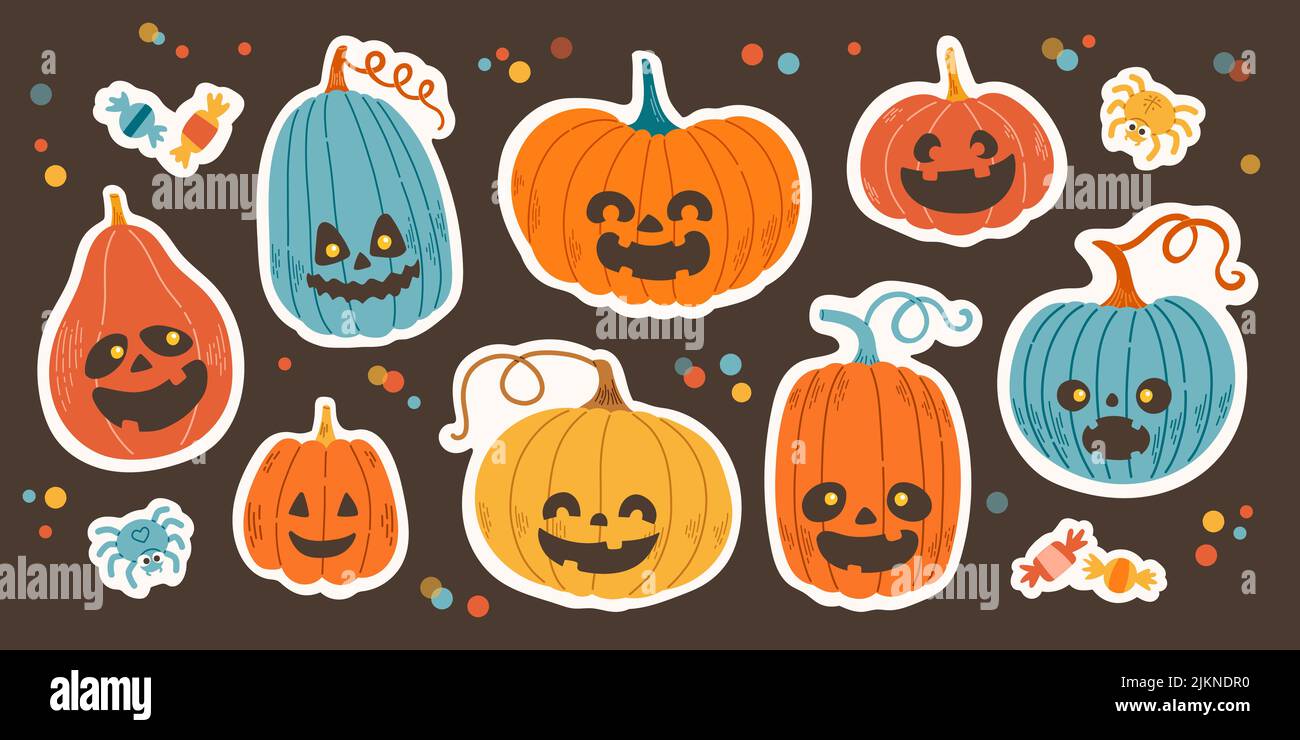 Halloween jack o lantern set vector illustration Stock Vector Image