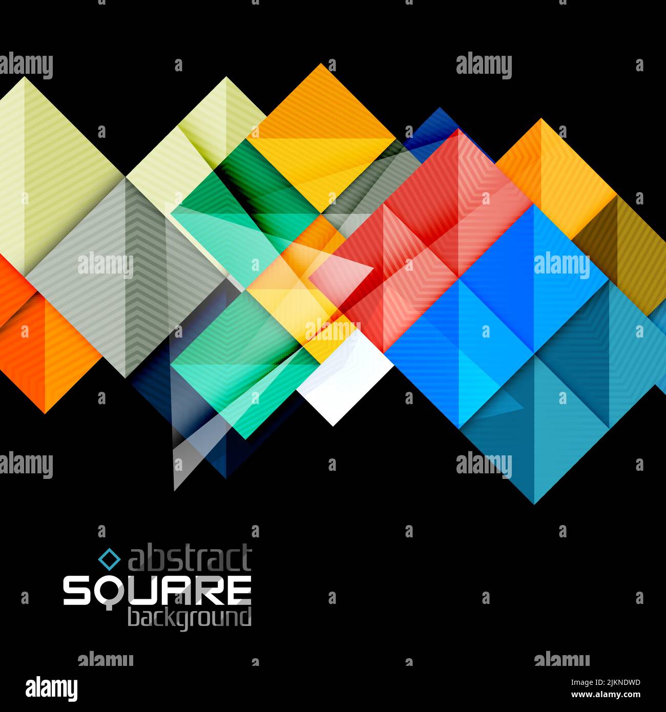 Glossy color squares on black. Geometric abstract background for your message. Vector Stock Vector