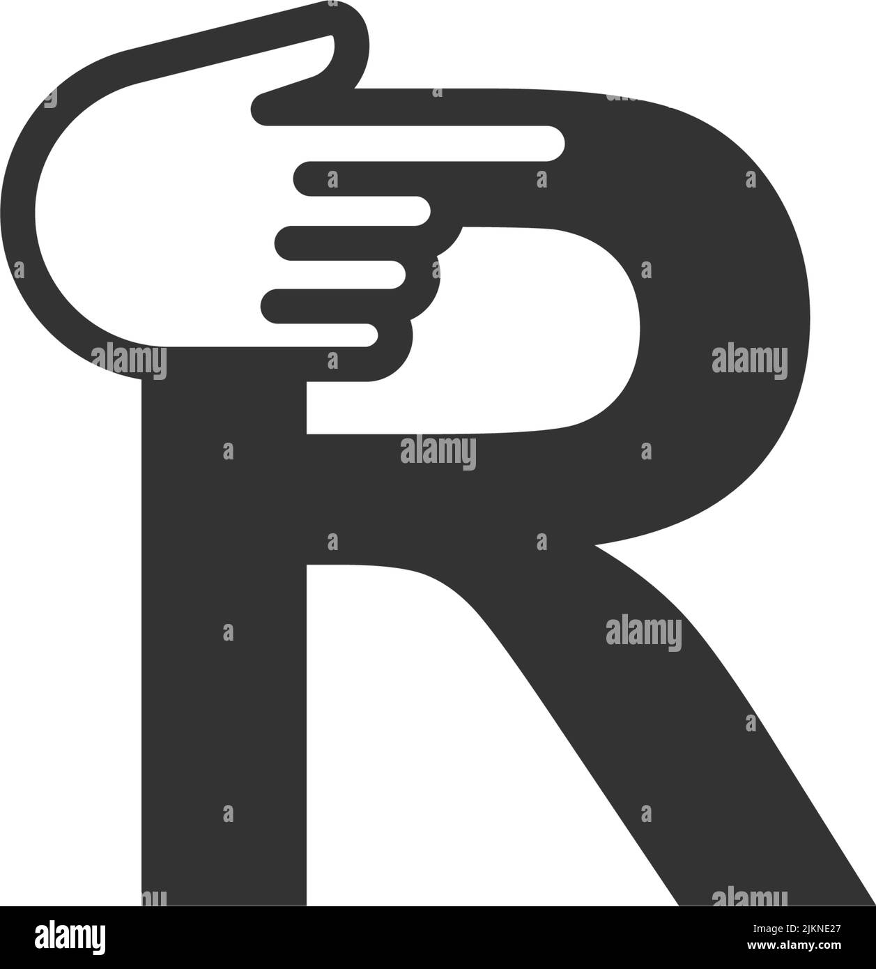Letter combined with a hand cursor icon illustration template Stock Vector