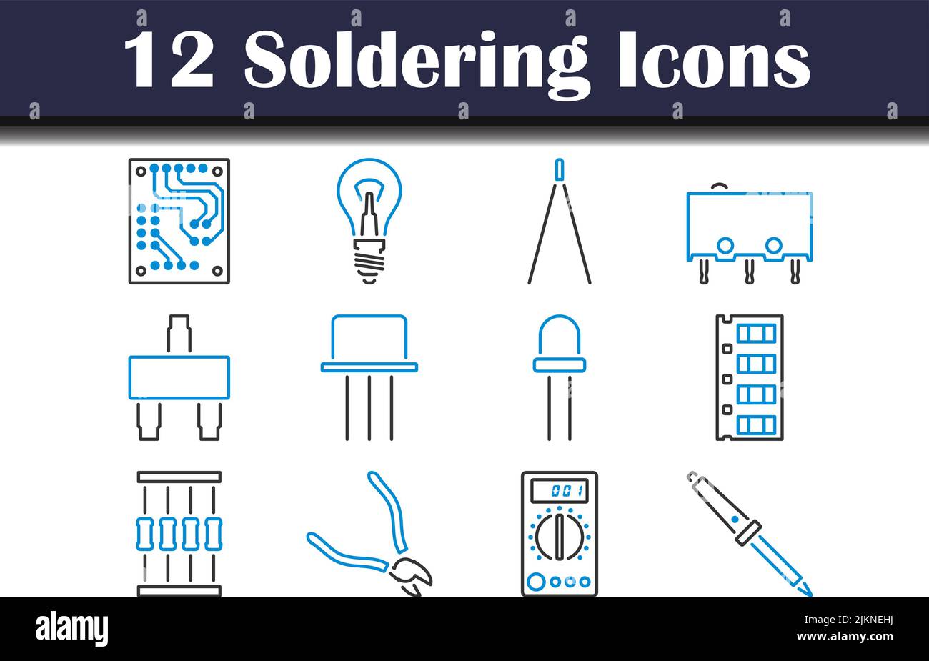 Soldering Icon Set. Editable Bold Outline With Color Fill Design. Vector Illustration. Stock Vector