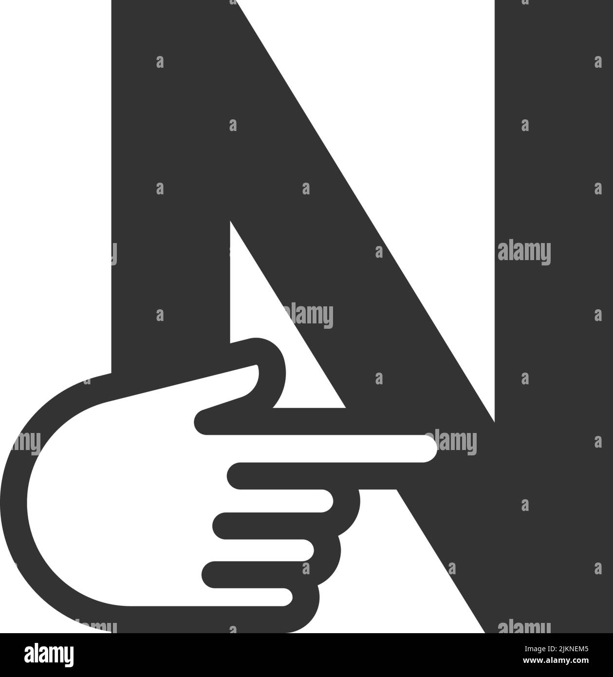 Letter combined with a hand cursor icon illustration template Stock Vector