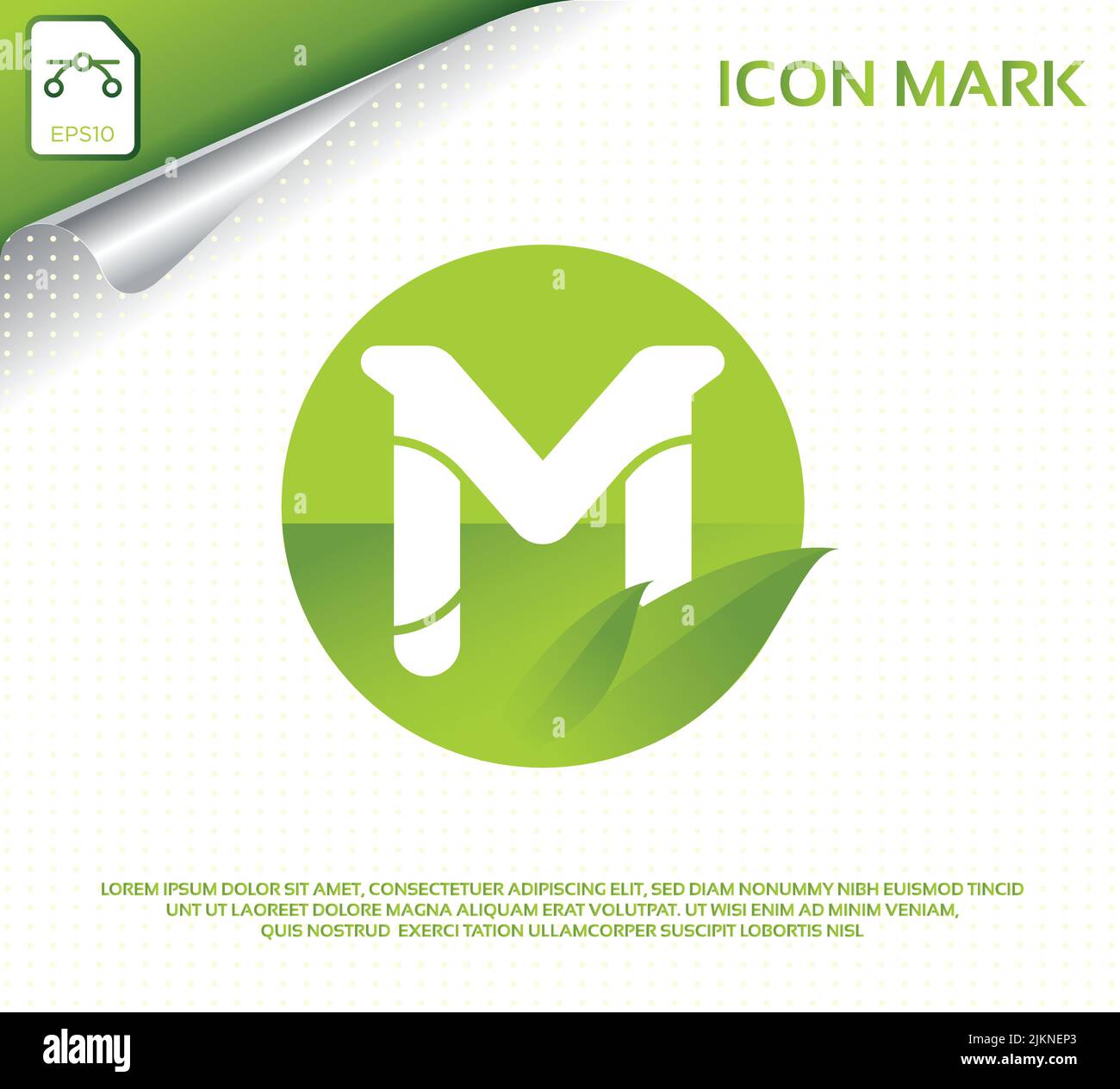 Creative letter m and modern green leaf logo design Stock Vector Image ...