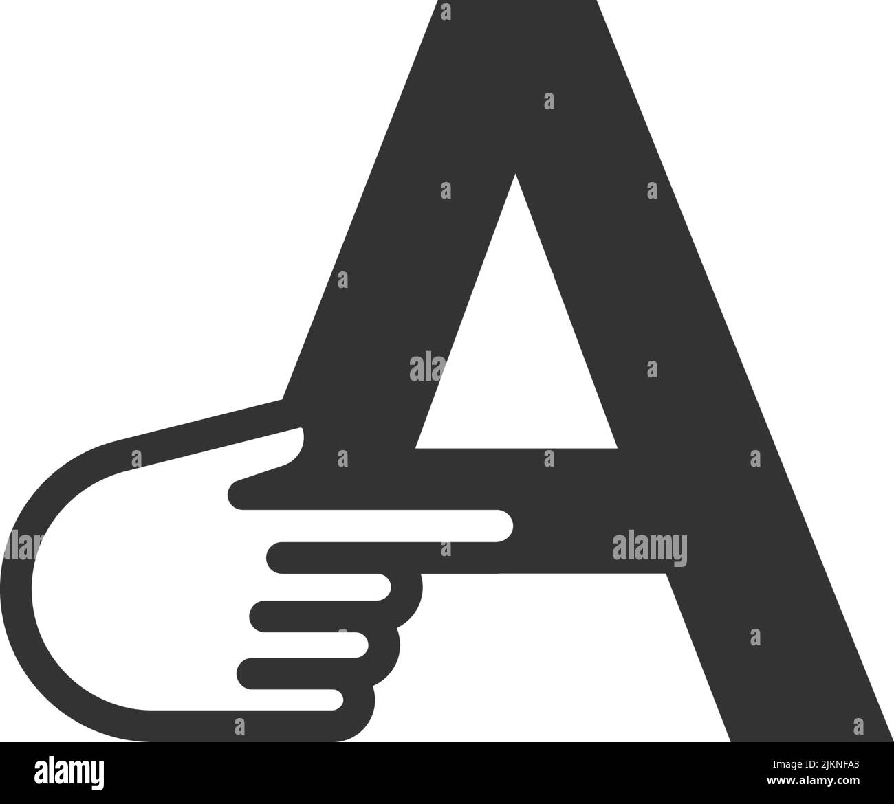 Letter combined with a hand cursor icon illustration template Stock Vector