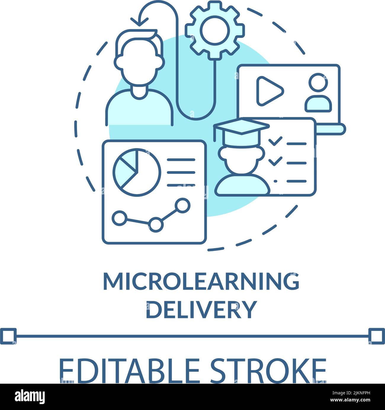 Microlearning delivery turquoise concept icon Stock Vector