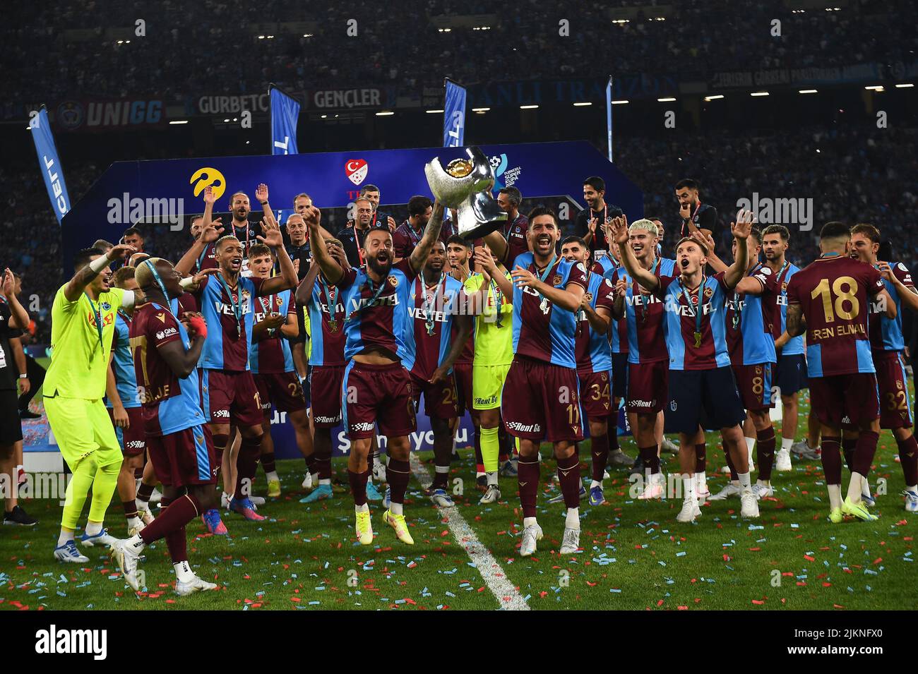 Trabzonspor Players Poses With Their Trophy After The Turkish Super Cup ...