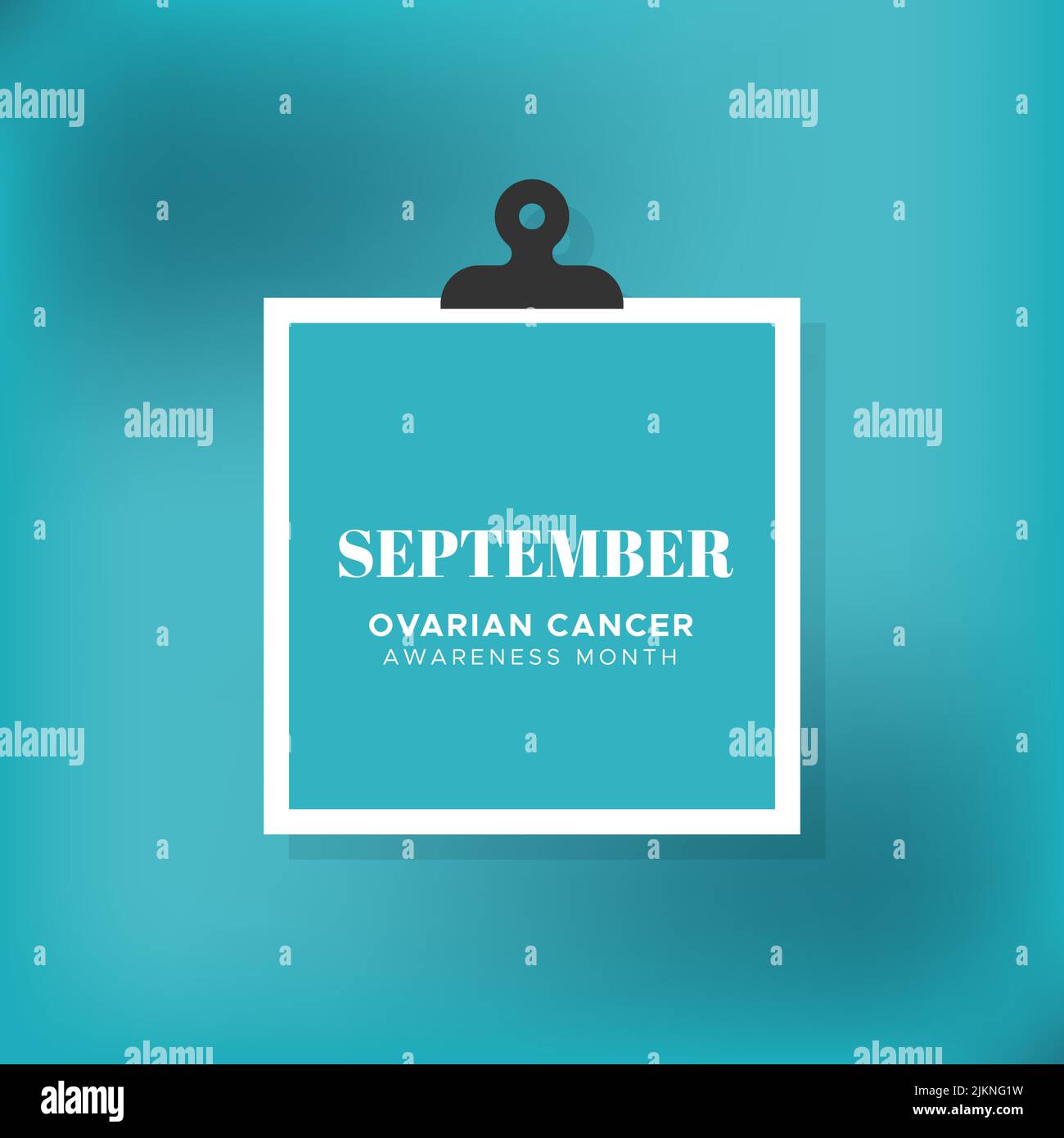 Ovarian Cancer Awareness month. September. Teal blurred background. Vector illustration, flat design Stock Vector