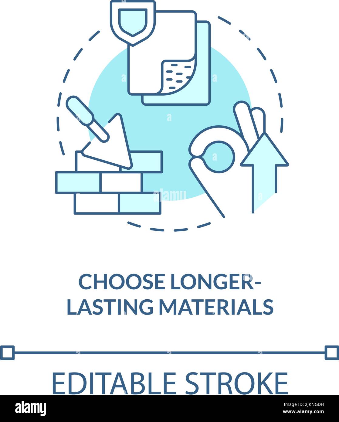 Choose longer lasting materials turquoise concept icon Stock Vector