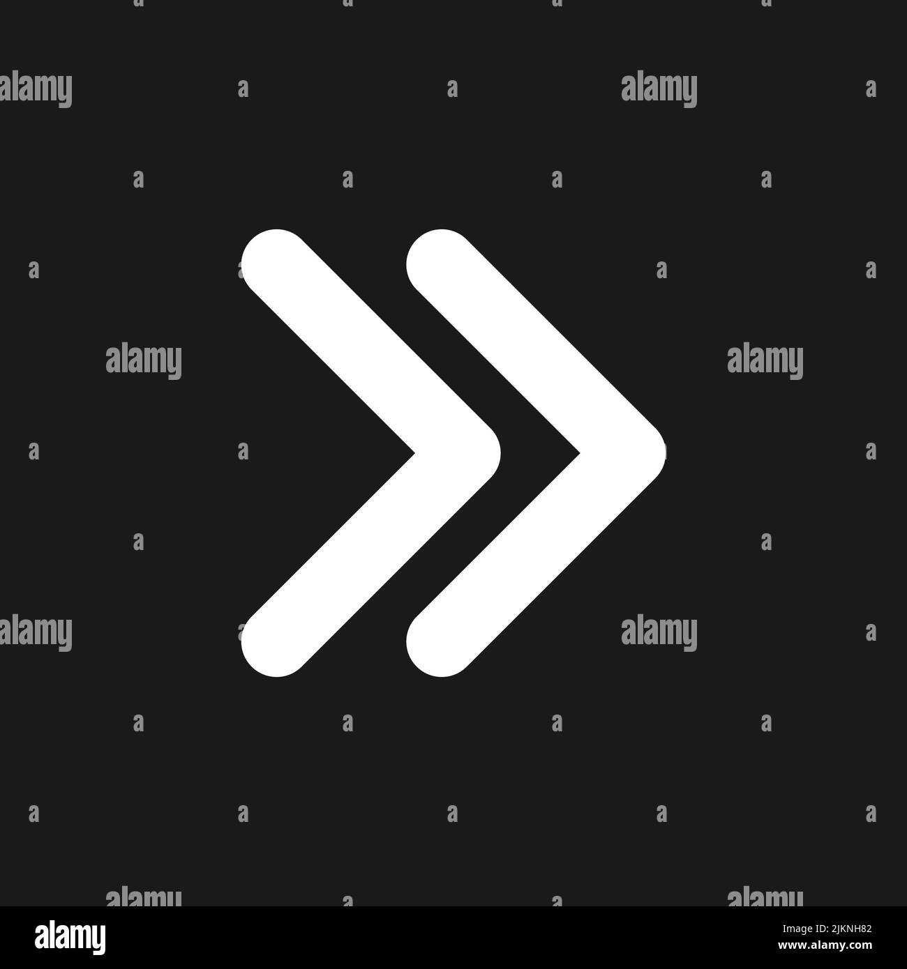 Right double arrow dark mode glyph ui icon Stock Vector