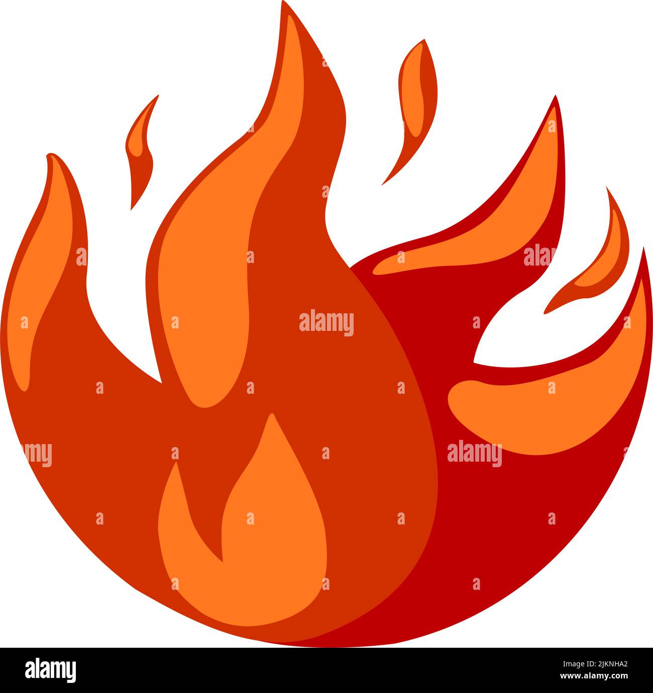 Fire element nature, round icon. Vector illustration round frame with ...