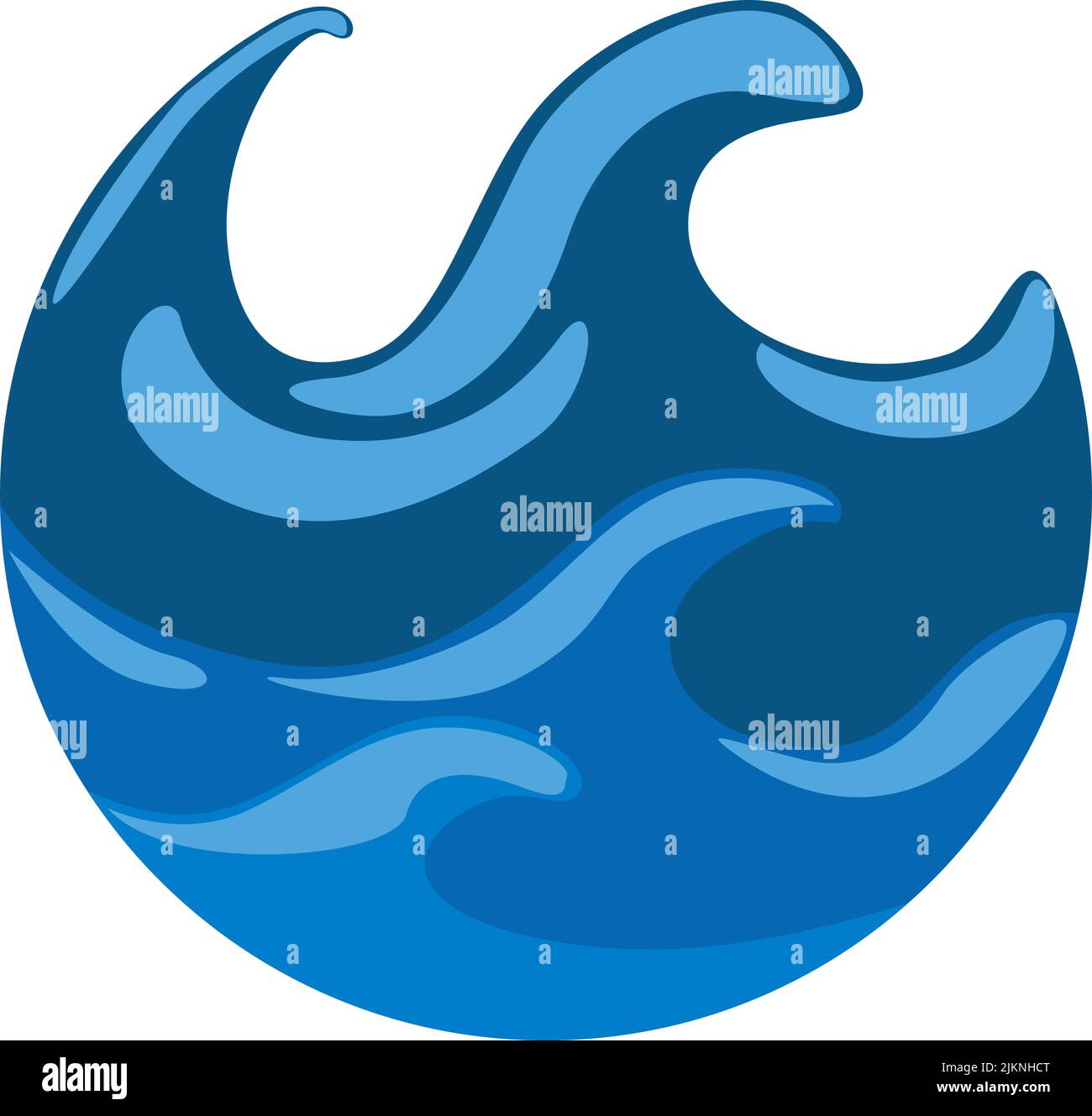 Water element nature, round icon. Vector illustration round frame with