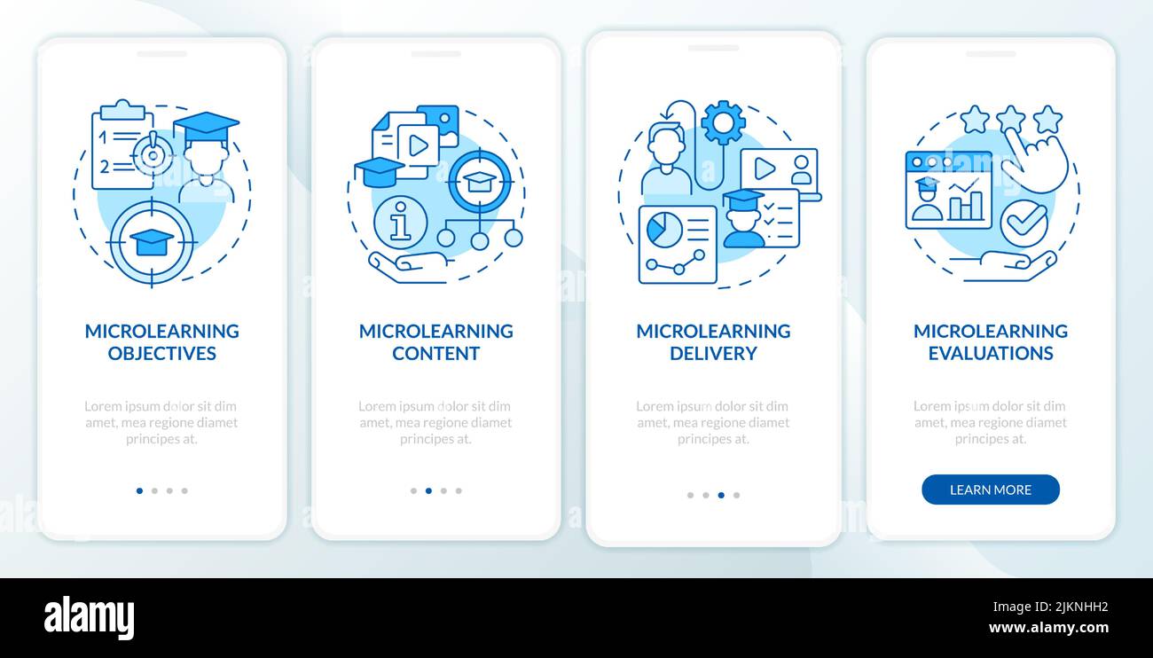 Parts of microlearning blue onboarding mobile app screen Stock Vector ...