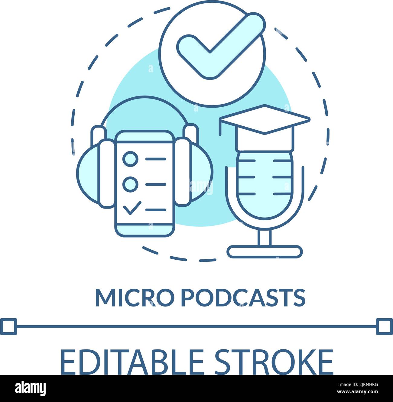 Micro podcasts turquoise concept icon Stock Vector