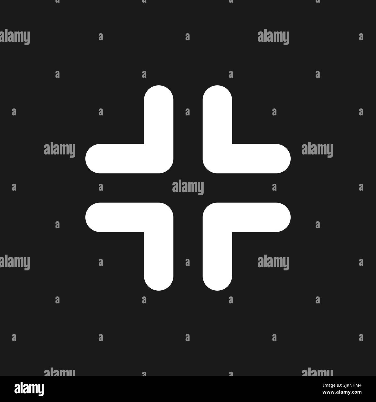 Exit full screen dark mode glyph ui icon Stock Vector
