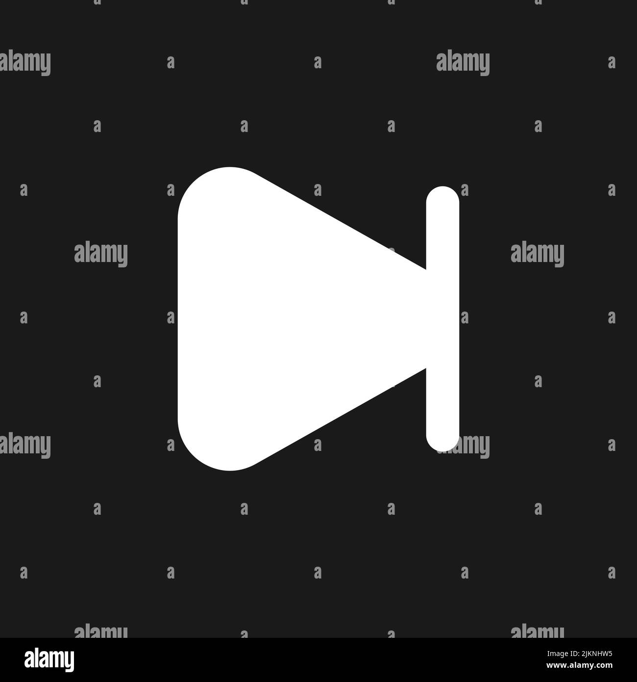 Skip next button dark mode glyph ui icon Stock Vector