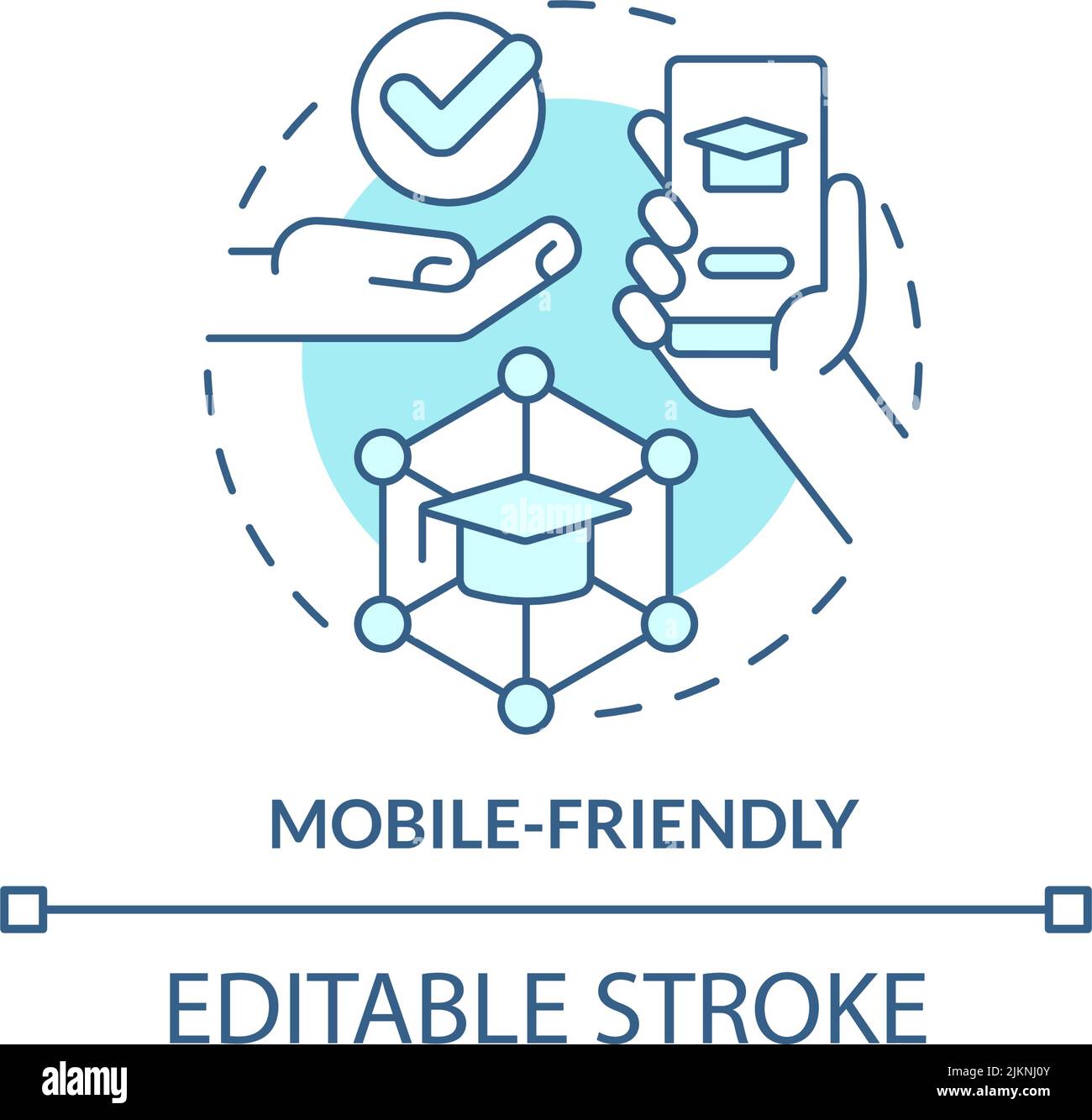 Mobile-friendly turquoise concept icon Stock Vector