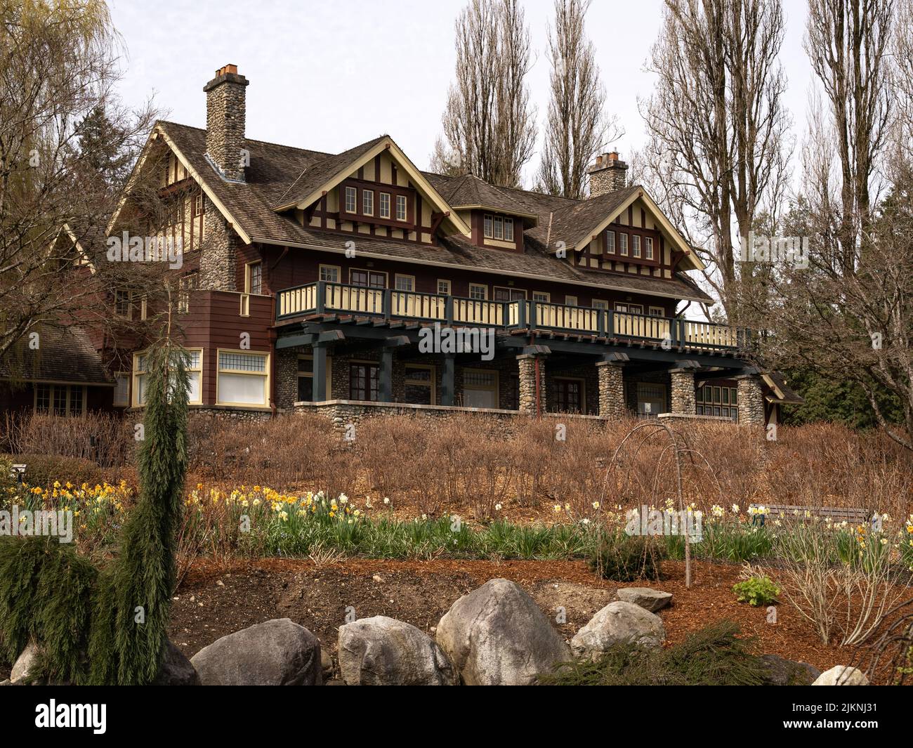 A beautiful big house in the garden with trees and flowers in Burnaby, Canada Stock Photo Alamy