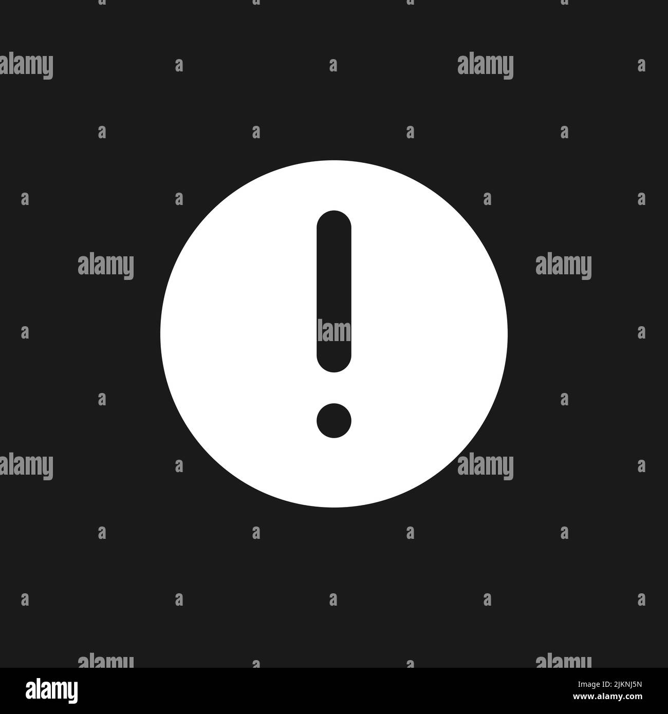 Circular shaped exclamation mark dark mode glyph ui icon Stock Vector