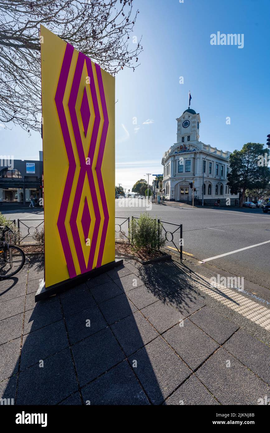 Street art at Three Lamps intersection Ponsonby. Auckland, New Zealand. Stock Photo