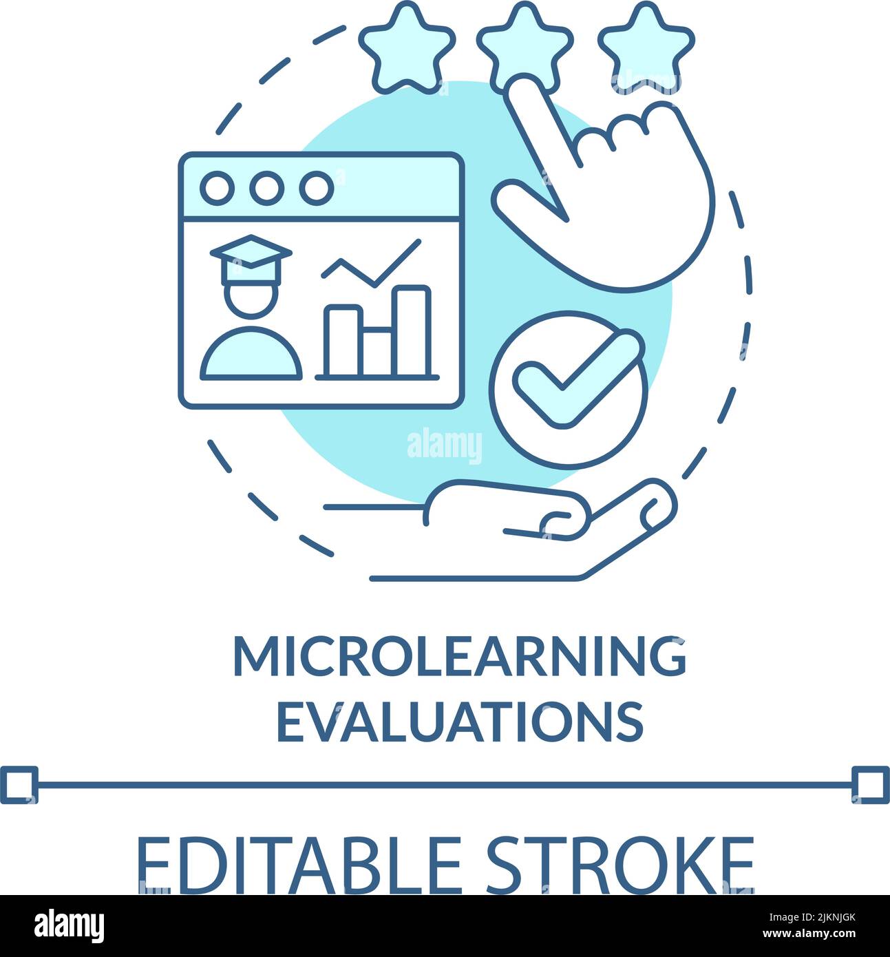 Microlearning evaluations turquoise concept icon Stock Vector