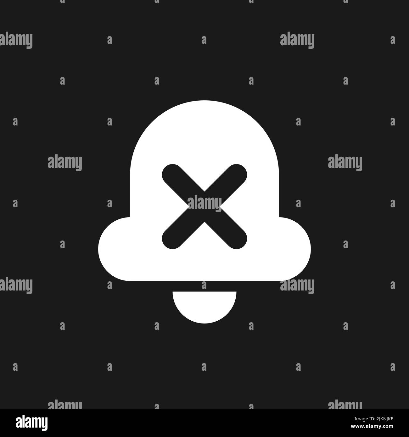 Silent notifications dark mode glyph ui icon Stock Vector