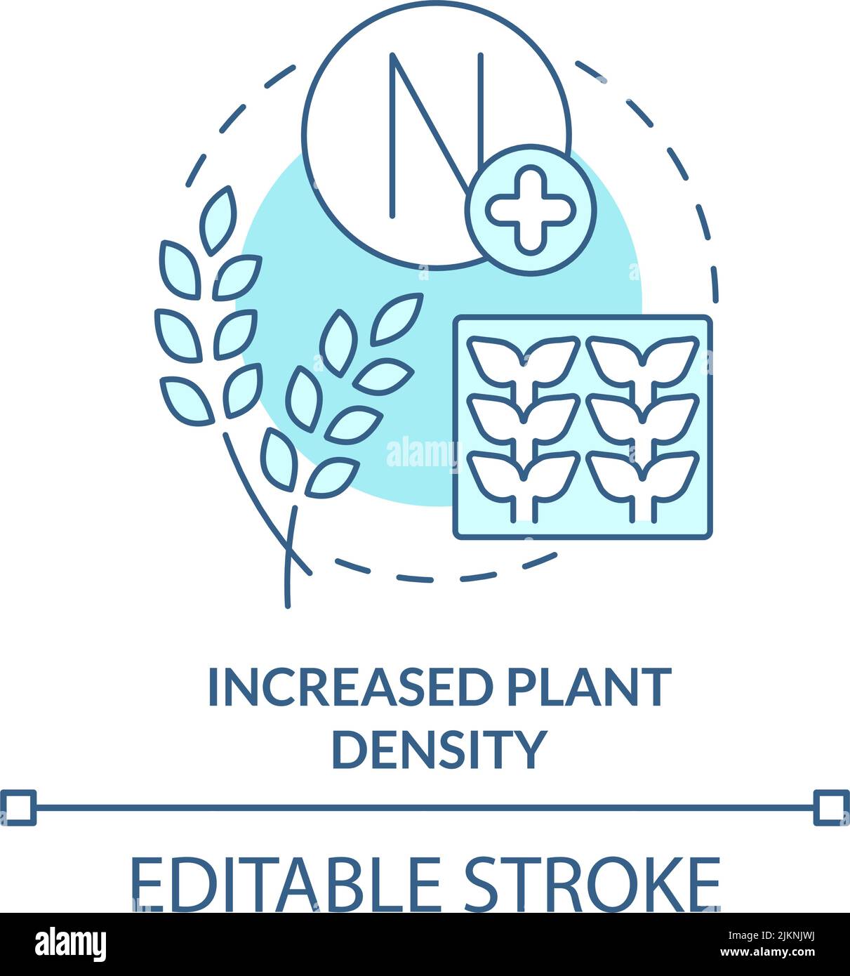 Increased plant density turquoise concept icon Stock Vector
