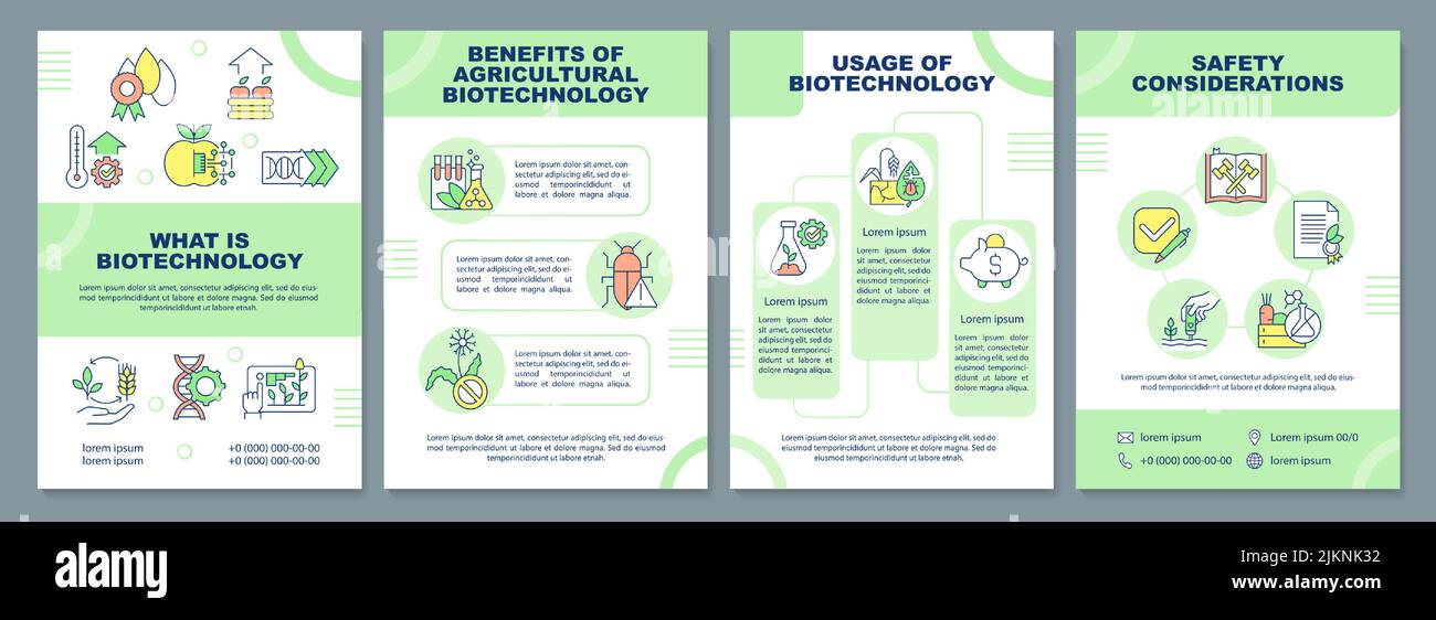 Agricultural biotechnology basics brochure template Stock Vector
