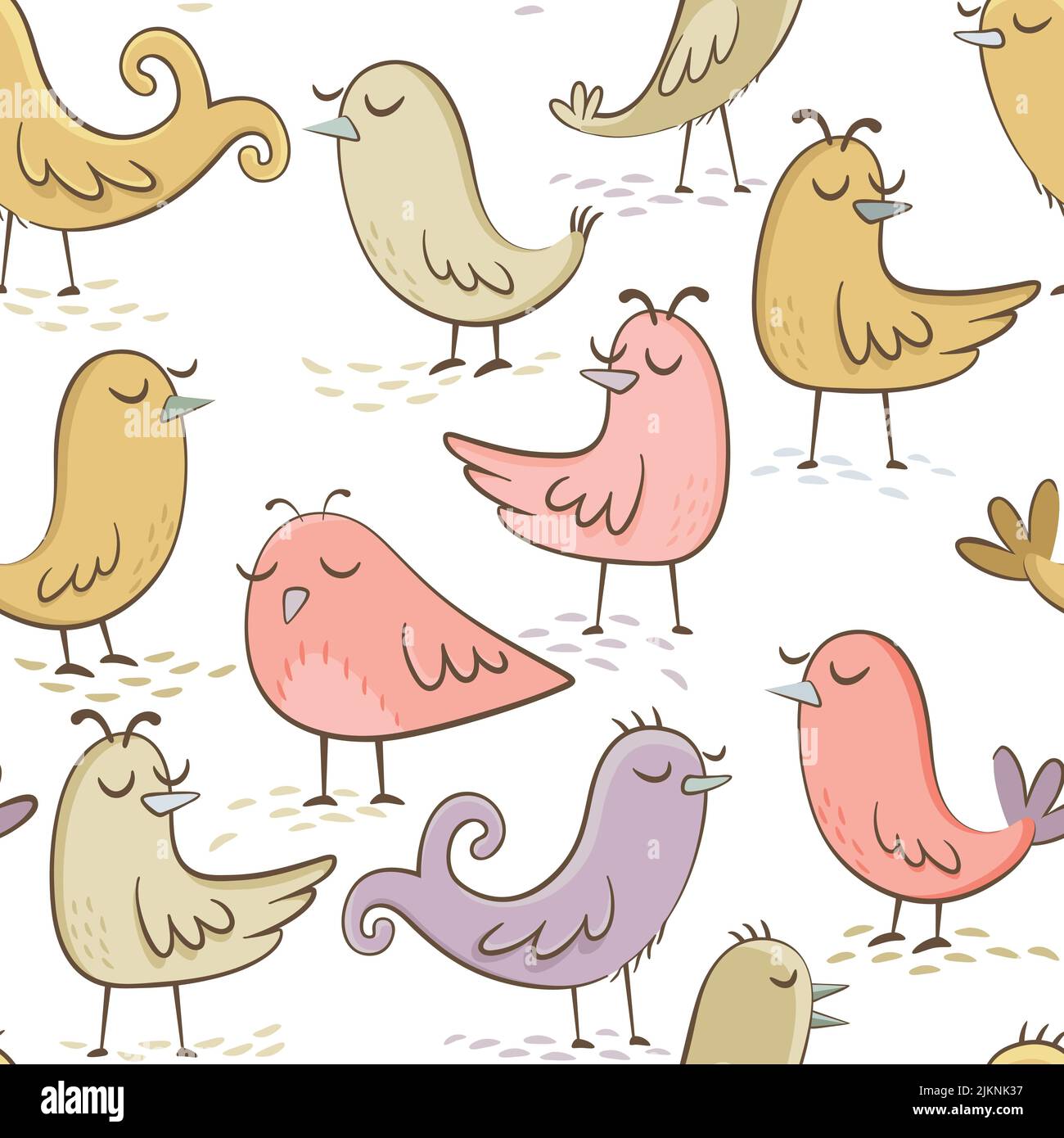 Seamless pattern made with vector illustrations of little birds Stock ...
