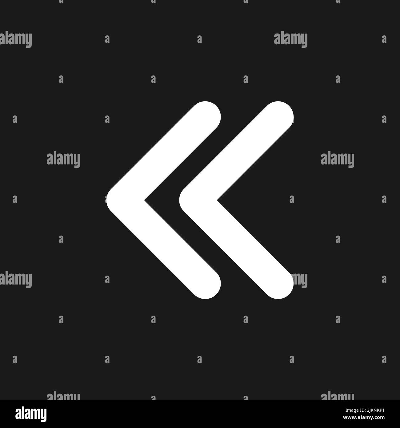 Left double arrow dark mode glyph ui icon Stock Vector