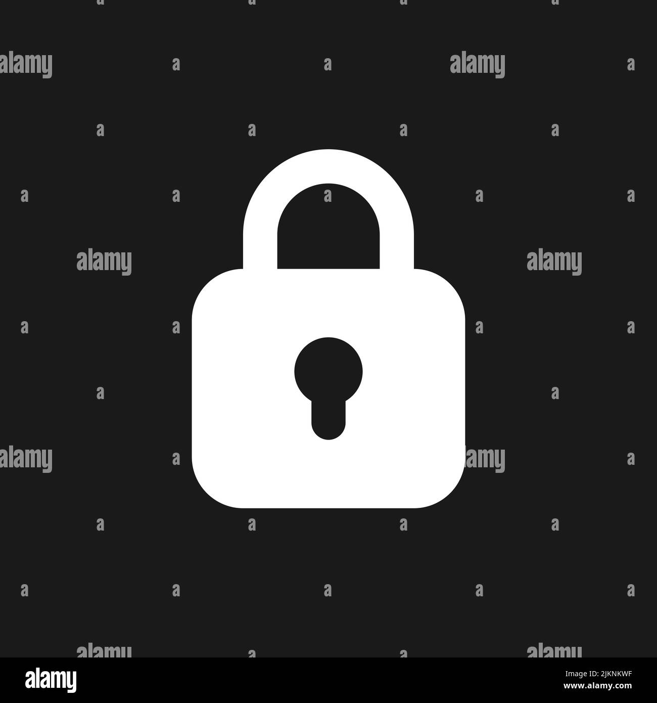 Locked padlock dark mode glyph ui icon Stock Vector