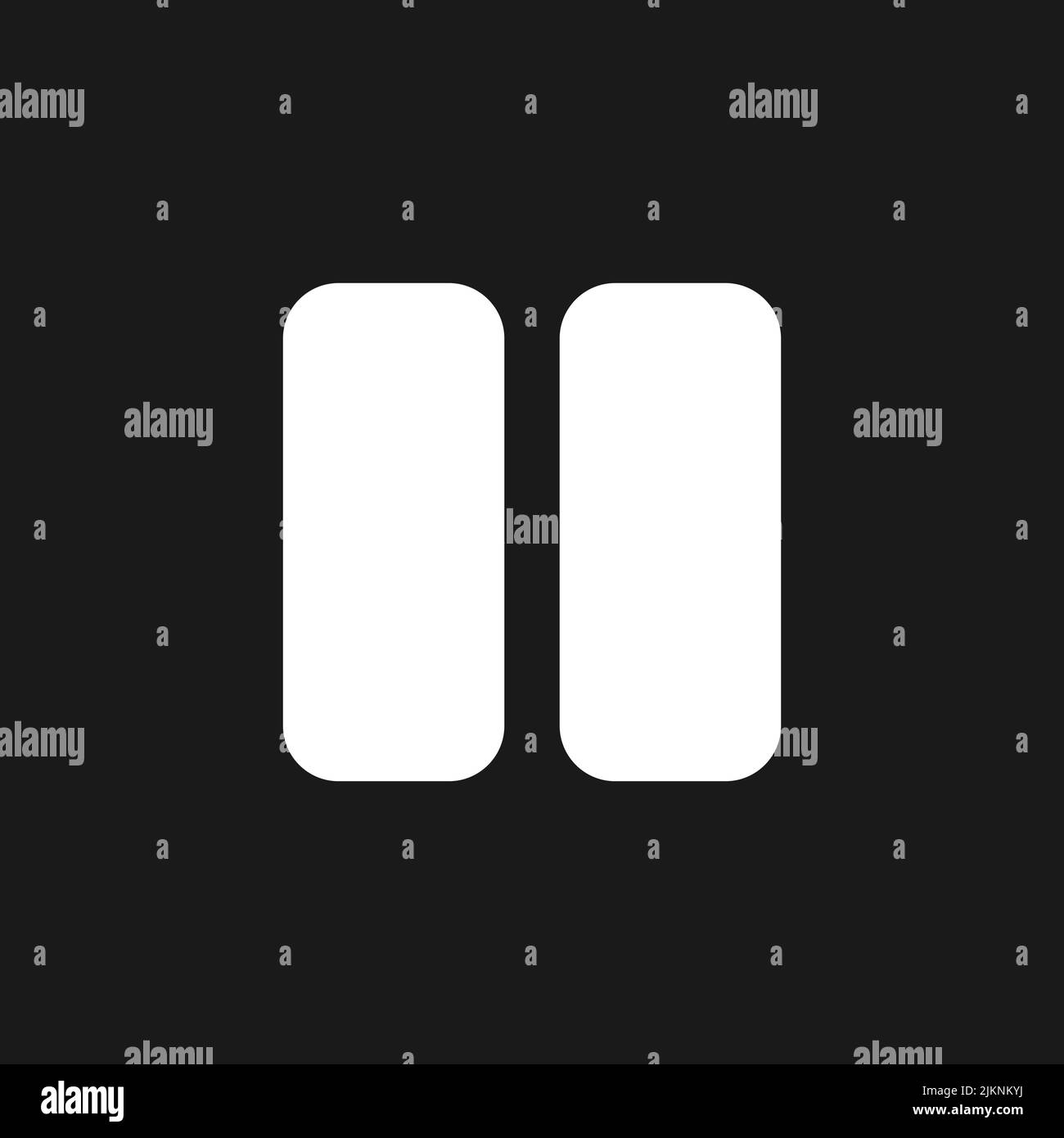 Pause button dark mode glyph ui icon Stock Vector