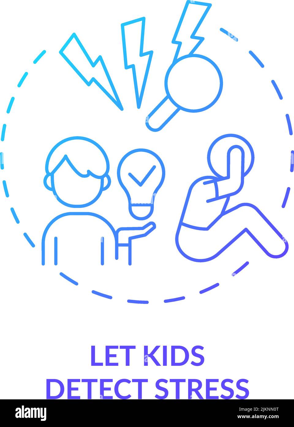 Let kids detect stress blue gradient concept icon Stock Vector