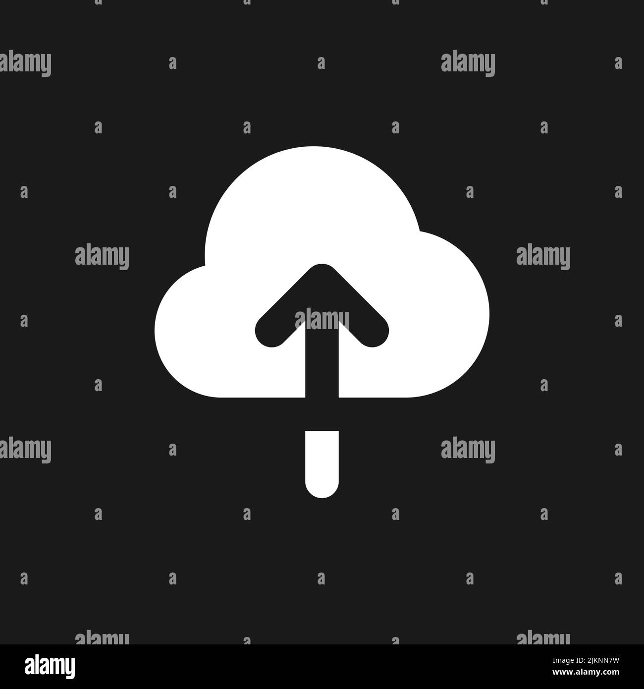 Upload to cloud dark mode glyph ui icon Stock Vector