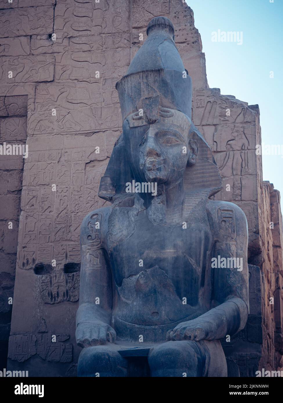 A closeup shot of the statue of Ramesses II in Egypt Stock Photo