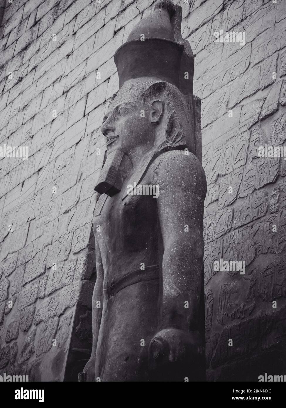 A low angle view of the statue of Ramesses II in Egypt Stock Photo