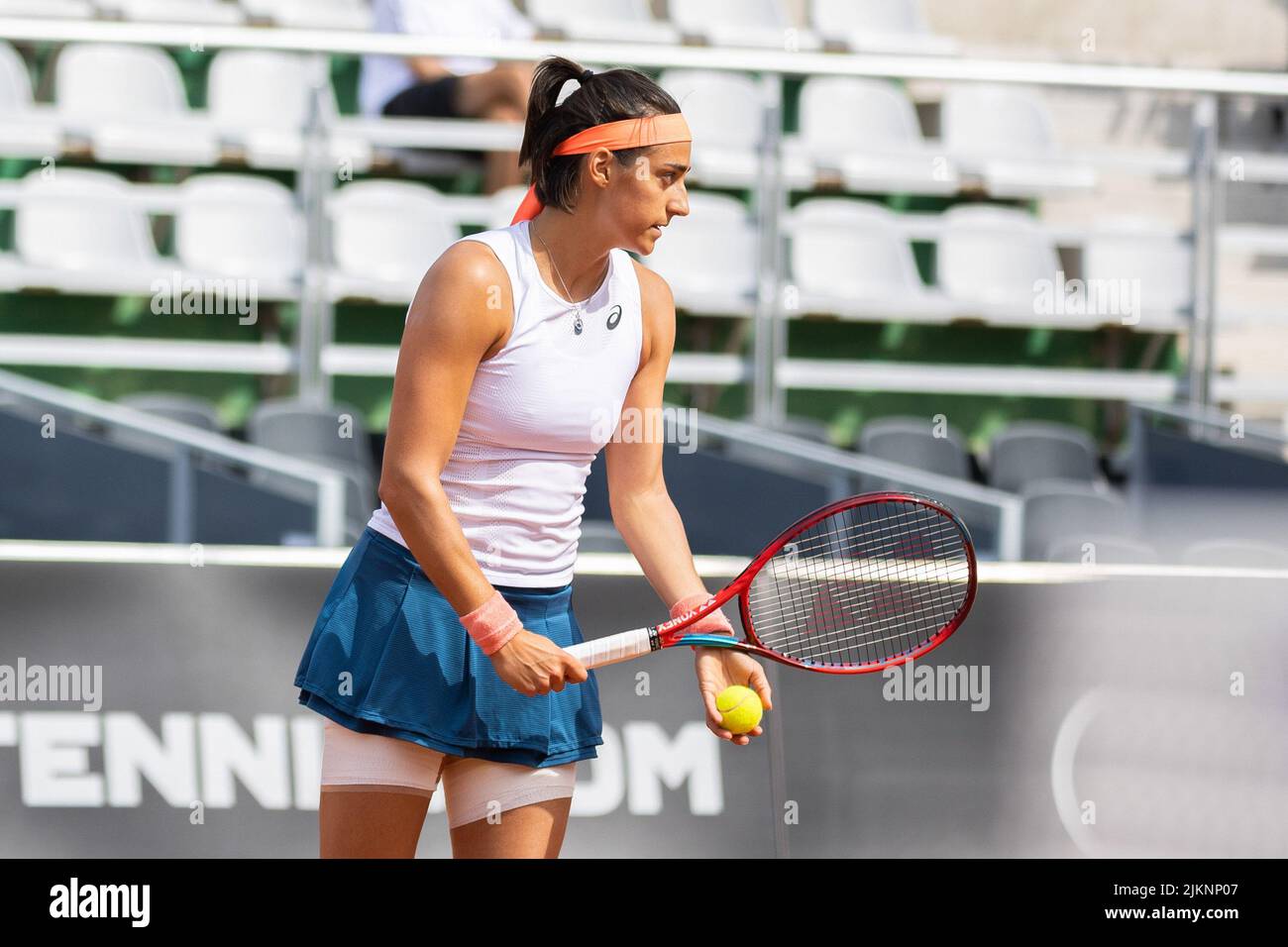 Warsaw, Poland. 28th July, 2022. Caroline Garcia seen in action during the second round match BNP Paribas Poland Open - WTA 250 between Elisabetta Cocciaretto (Italy) and Caroline Garcia (France) in Warsaw. (Final score; Elisabetta Cocciaretto 0:2 (3:6, 5:7) Caroline Garcia) Credit: SOPA Images Limited/Alamy Live News Stock Photo