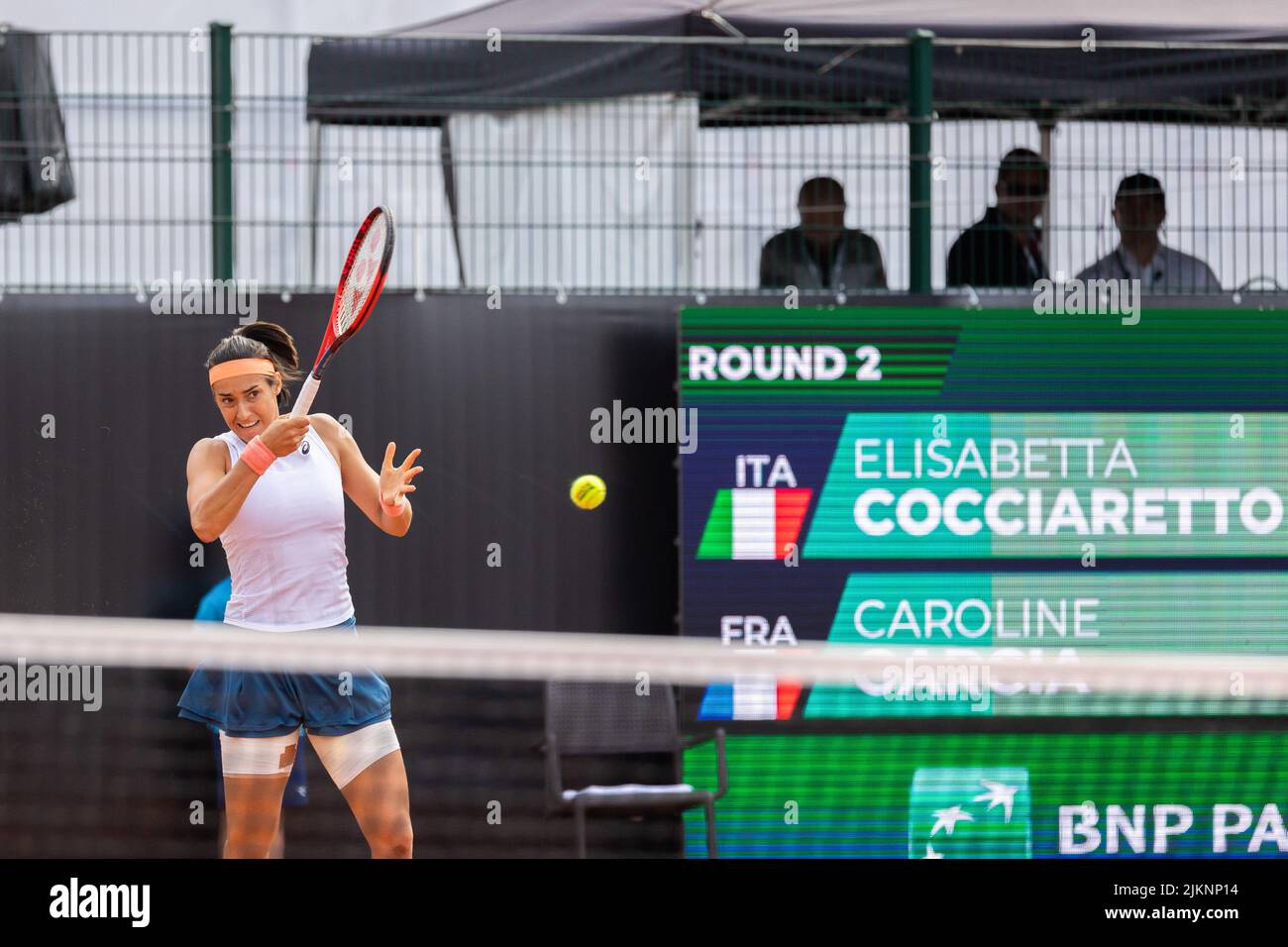 Warsaw, Poland. 28th July, 2022. Caroline Garcia seen in action during the second round match BNP Paribas Poland Open - WTA 250 between Elisabetta Cocciaretto (Italy) and Caroline Garcia (France) in Warsaw. (Final score; Elisabetta Cocciaretto 0:2 (3:6, 5:7) Caroline Garcia) Credit: SOPA Images Limited/Alamy Live News Stock Photo