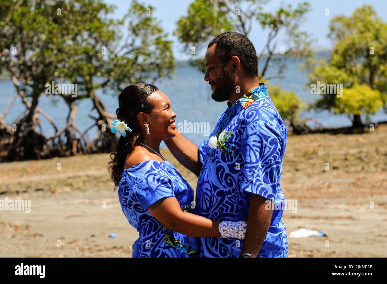 Newly wed couple at Papa village, Central Province, Papua New Guinea Stock Photo