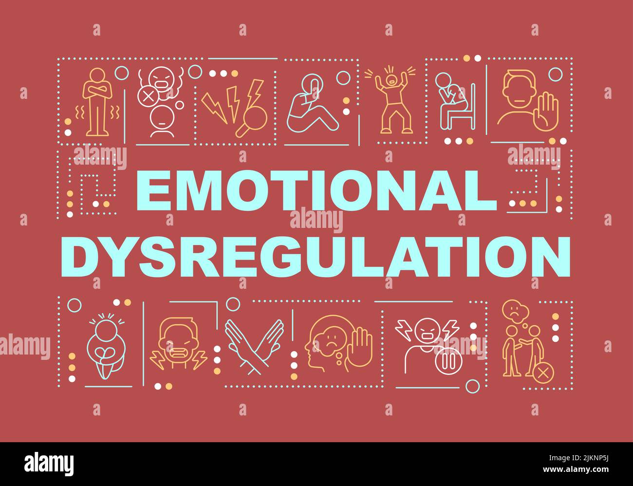 Emotional dysregulation word concepts red banner Stock Vector