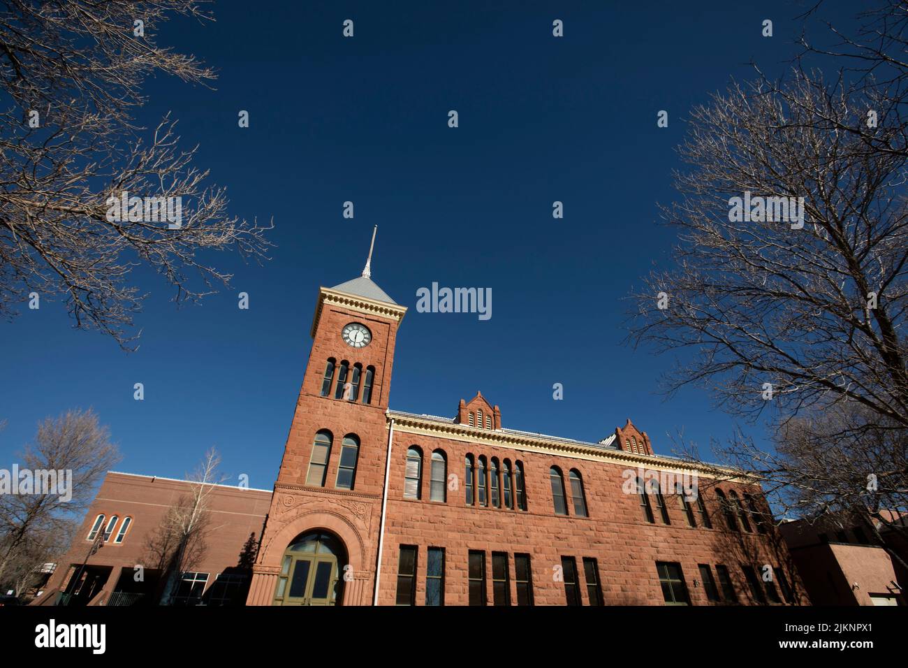 Morning view of the historic downtown district of Flagstaff, Arizona, USA. Stock Photo