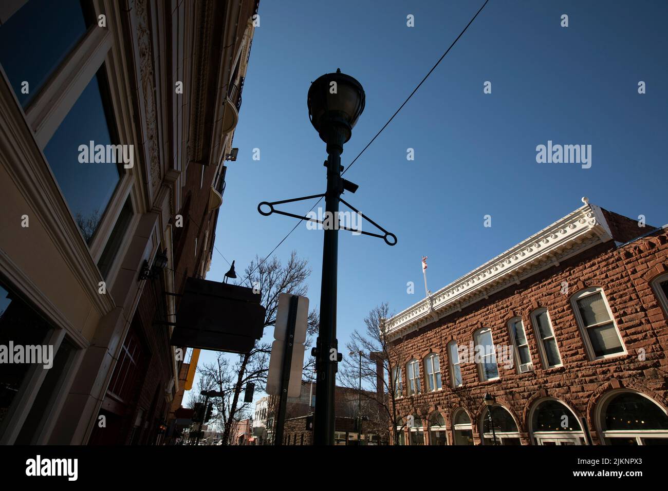 Morning view of the historic downtown district of Flagstaff, Arizona, USA. Stock Photo