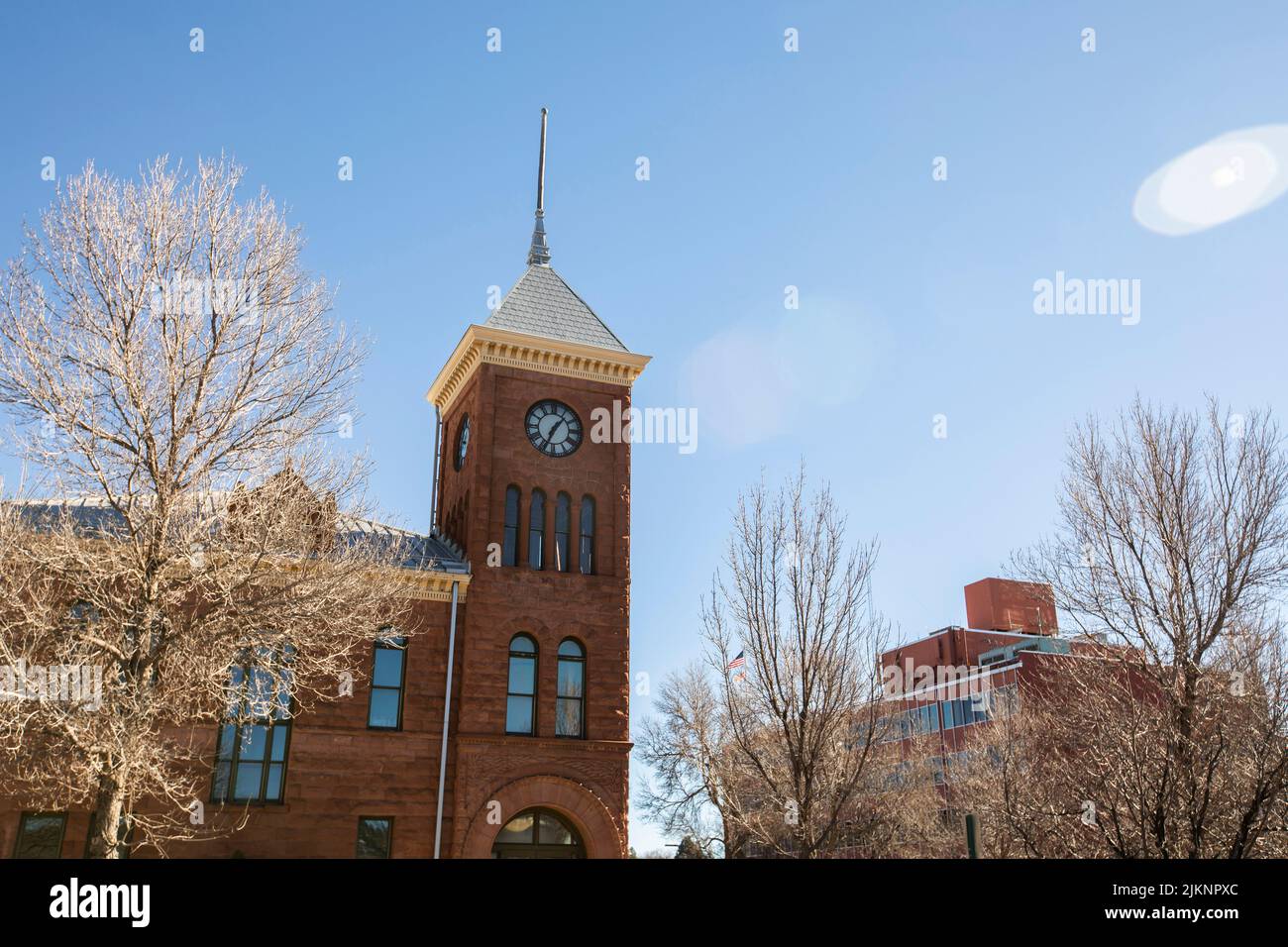 Morning view of the historic downtown district of Flagstaff, Arizona, USA. Stock Photo