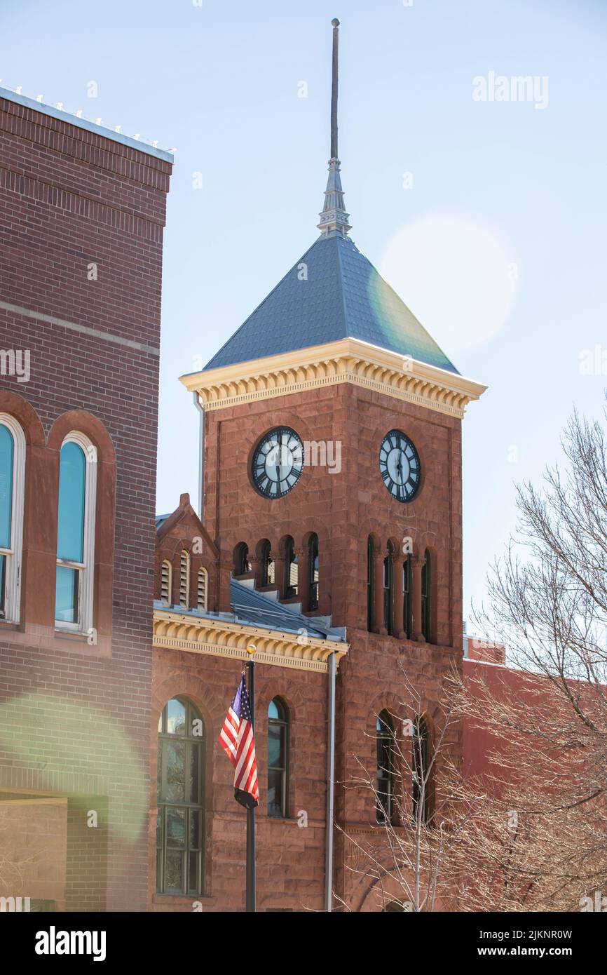 Morning view of the historic downtown district of Flagstaff, Arizona, USA. Stock Photo
