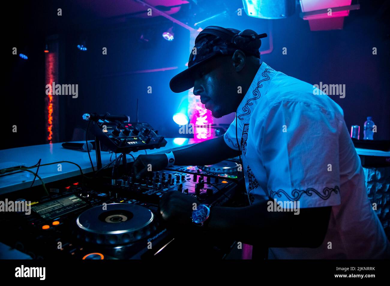 Johannesburg, South Africa December 11, 2015 African DJ playing on