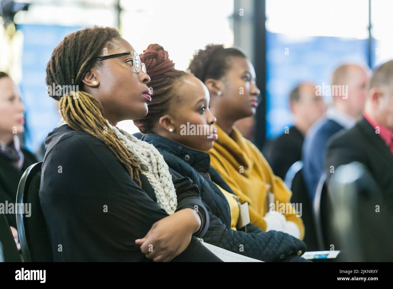 A group of delegates networking at a business conference in Johannesburg, South Africa Stock