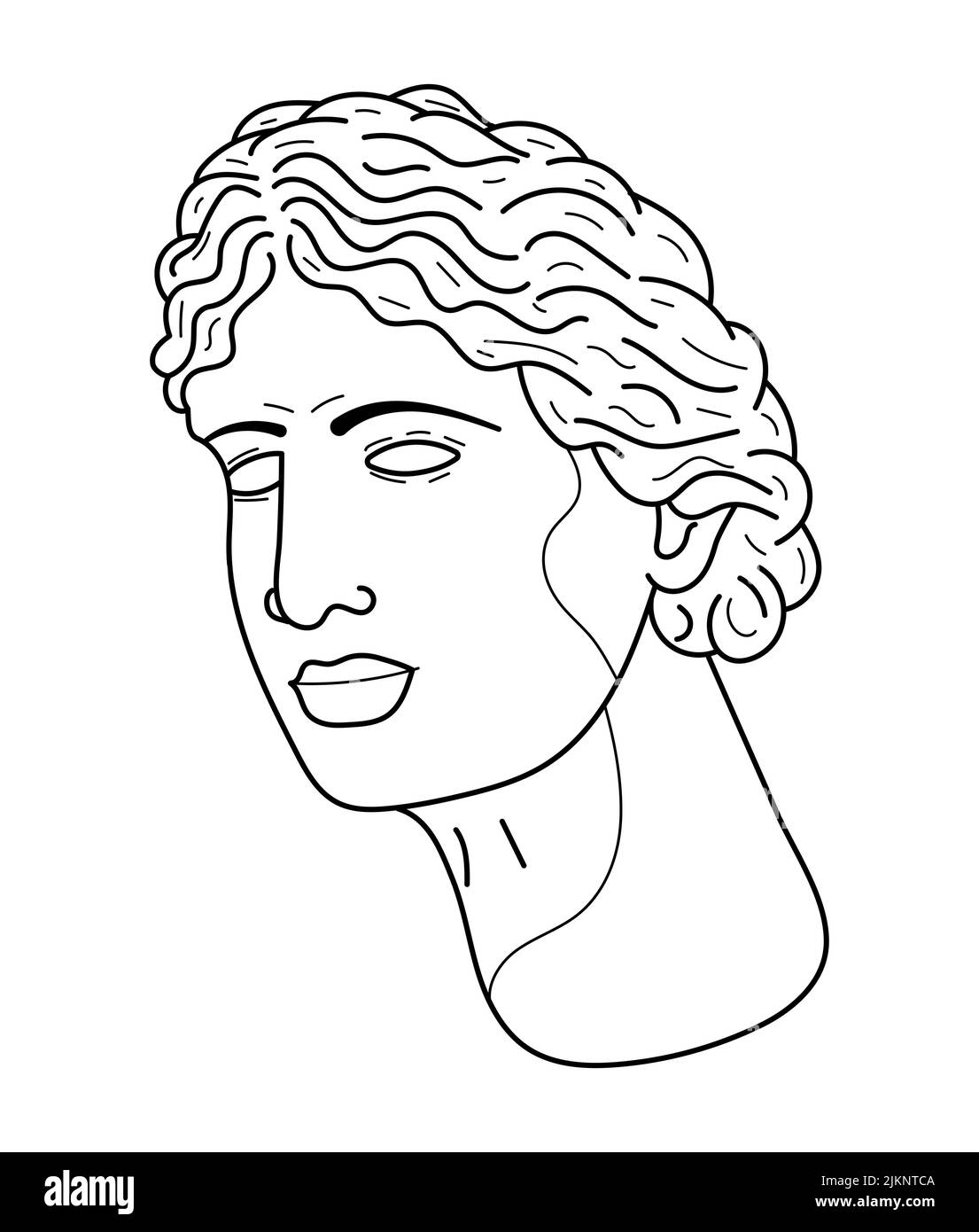 Classic bust sculpture vector in line art style. Greek ancient