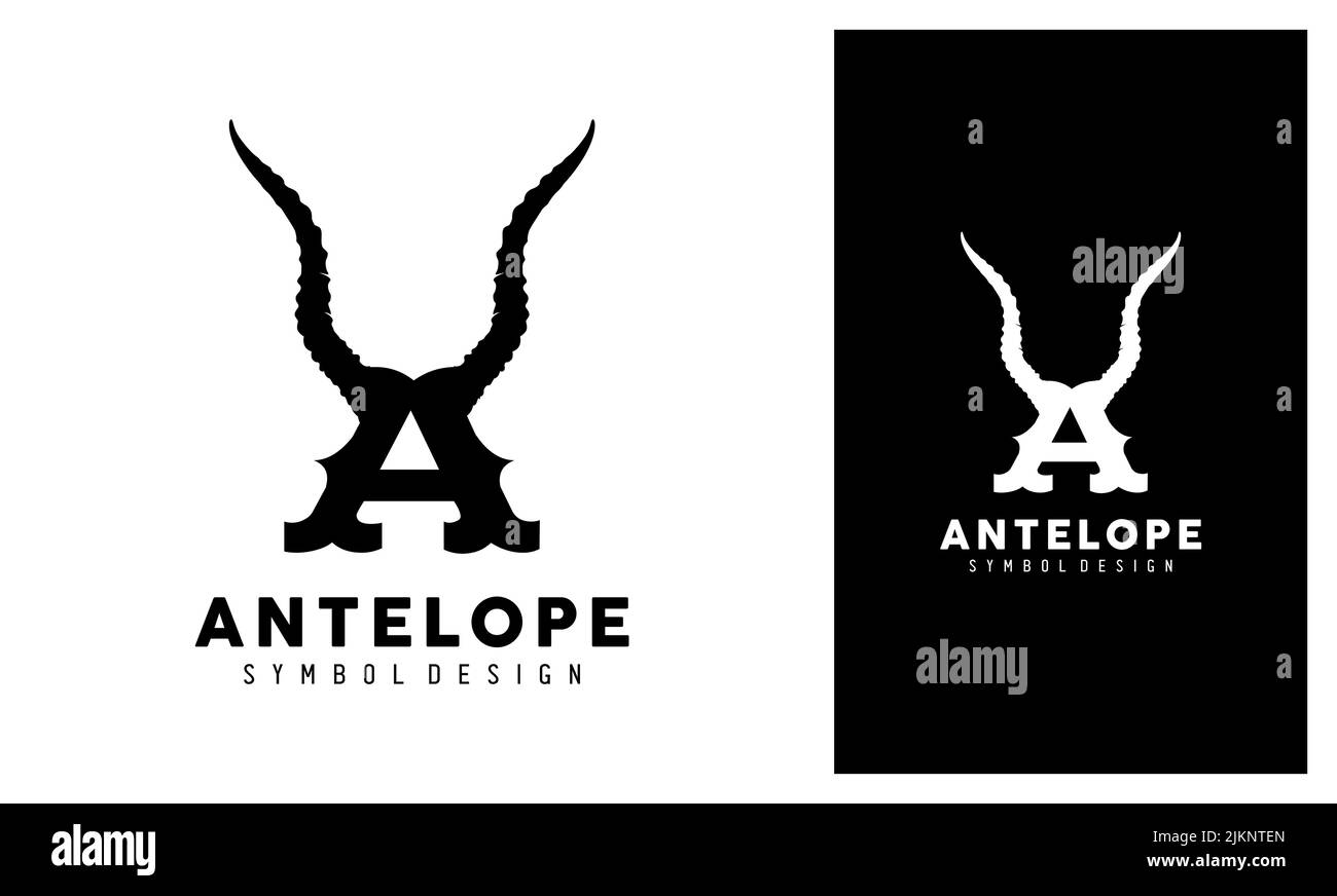 Initial Letter A and Horn Demon Antler Deer Satan Logo Design Inspiration Stock Vector