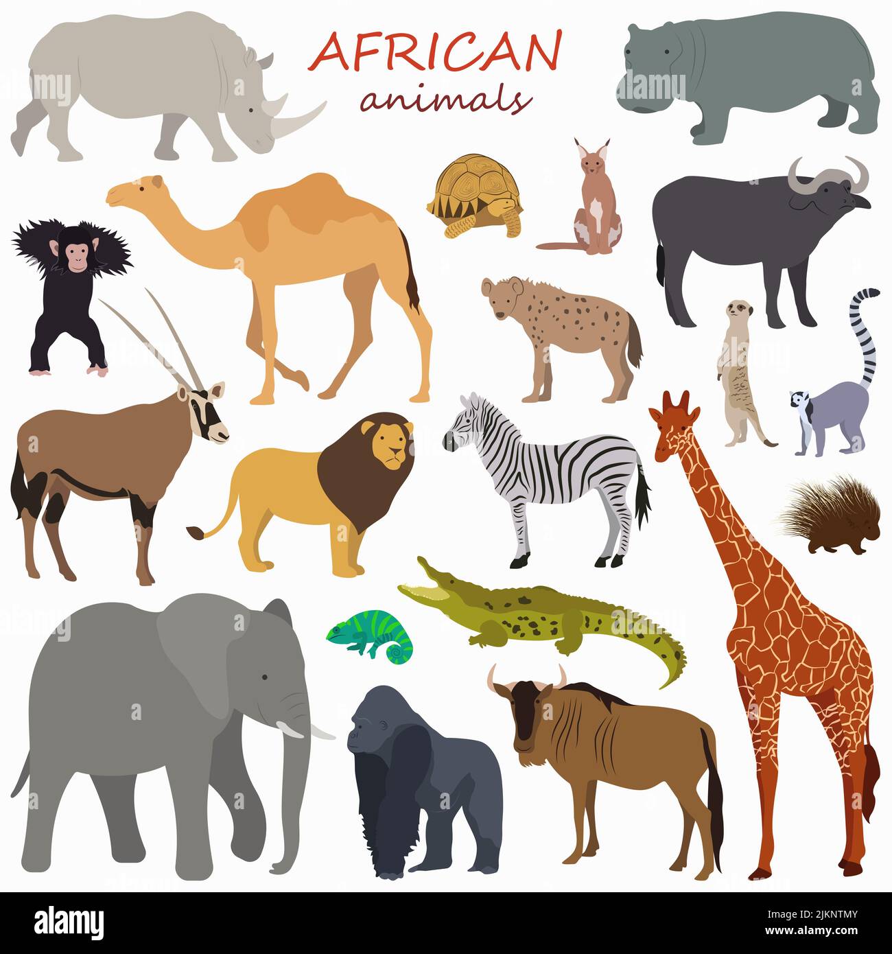 Collection of african animals in minimalism style. Stock Vector