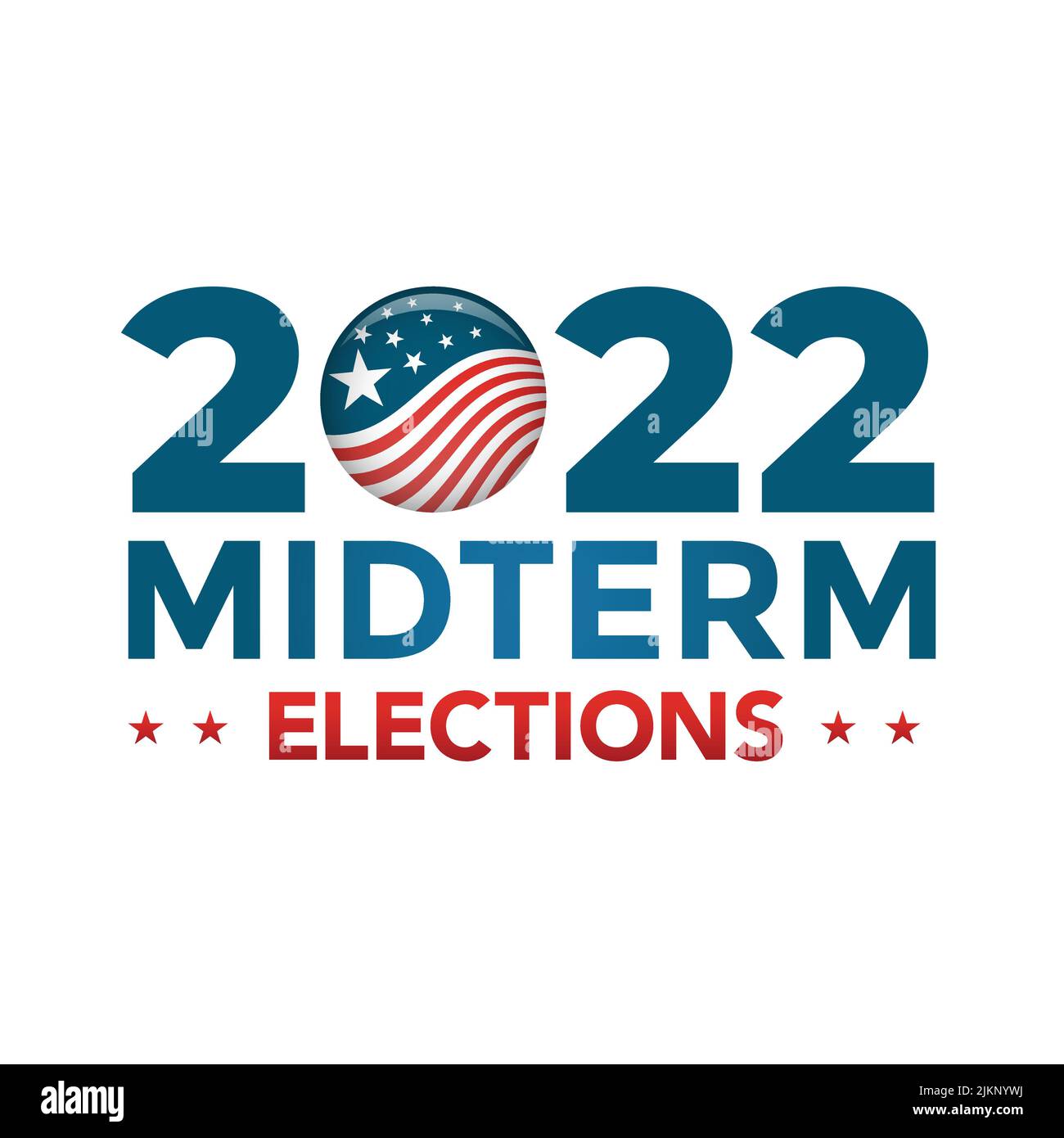 2022 Midterm Elections Design with Red White Blue Vote Icon Stock Vector